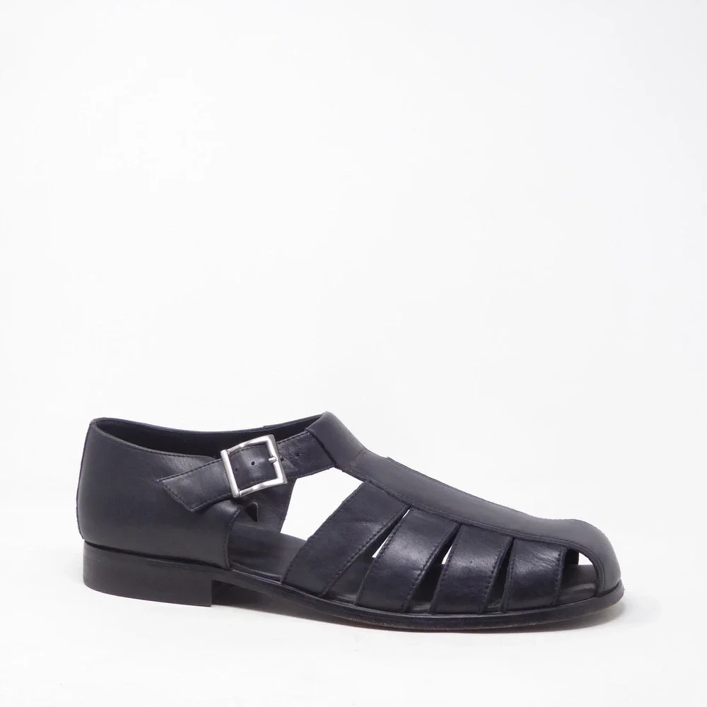 Tommy Bahama Mens Fisherman Sandals Black Leather Buckle Strap Size 12